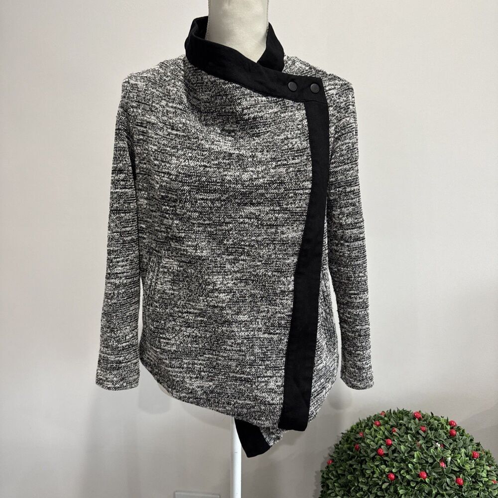 Two by Vince Camuto | Gray Black Asymmetrical Tweed Moto Jacket PXS Preppy Offic